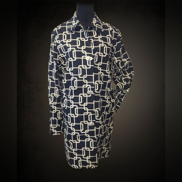 George by Mark Eisen Lightweight Goemetric Trench Coat Size Medium - Picture 1 of 10